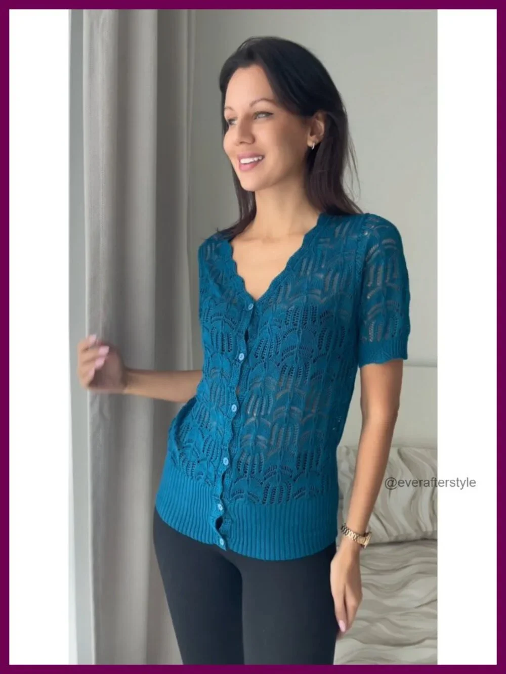 Zeagoo Women's Crochet Cardigan Short Sleeve Button Front Shrug Sweater